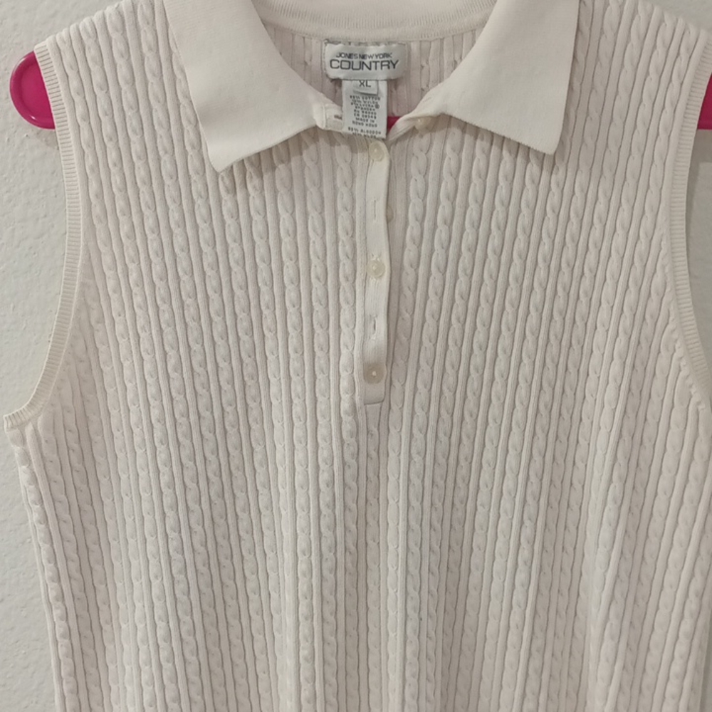 Jones New York Country White sweater Tank Top Size XL - Picture 4 of 6